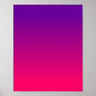 Girly Bright Pink and Purple Ombre Poster