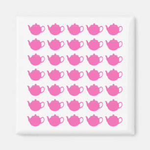 Girly Bright Pink Teapots Magnet