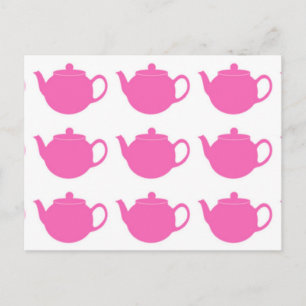 Girly Bright Pink Teapots Postcards