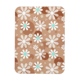 Girly Brown Daisy Flower Pattern Cute Aqua Dots Magnet