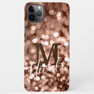 Girly Brown Glittery Monogram Letter iPhone 11Pro Max Case