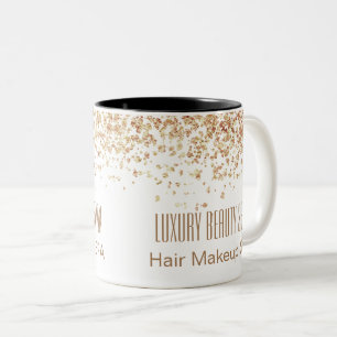 Girly Brownish Glittery Luxury Beauty Salon Two-Tone Coffee Mug