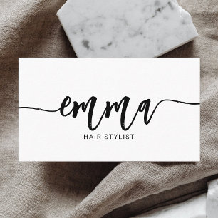 Girly Brush Calligraphy Minimalist White Business Card
