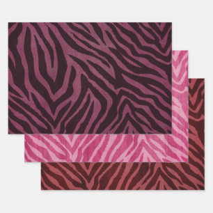 Girly Burgundy Pink Red Zebra Print Wrapping Paper Sheet