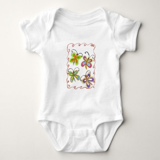 Girly Butterfly Baby Bodysuit (Front)