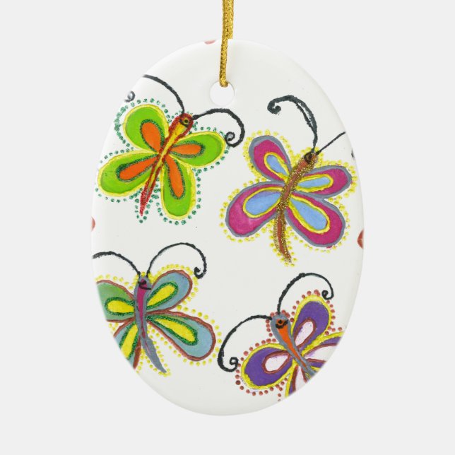 Girly Butterfly Ceramic Tree Decoration (Front)