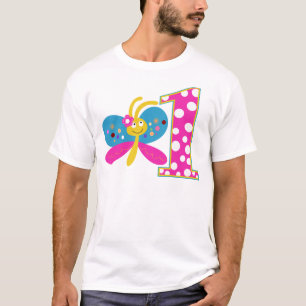 Girly Butterfly First Birthday T-Shirt