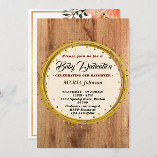 Girly Butterfly Watercolor Floral Baby Dedication  Invitation