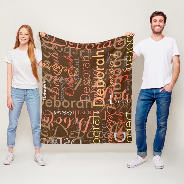 Girly Calligraphy Cool Typography Brown Fleece Blanket (In Situ)
