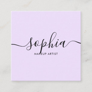 Girly Calligraphy Modern Light Purple Square Business Card