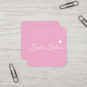 Girly Calligraphy Romantic light-pink Square Business Card