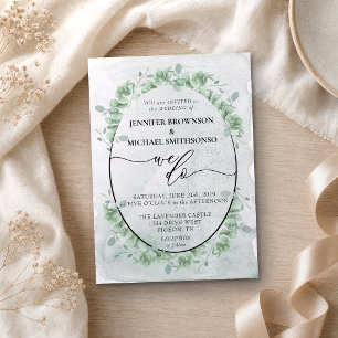 Girly Calligraphy We Do Botanical Eucalyptus Invitation