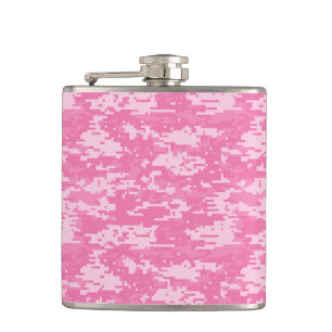 Girly Camo Pink Camouflage Hip Flask