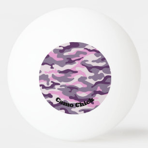 Girly Camouflage Pinks Monogram in Black Ping Pong Ball