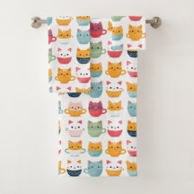 Girly Cat Patterm Colourful Tea Cups Kittens