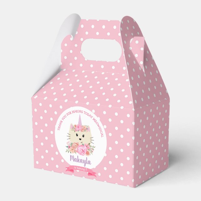 Girly Cat Unicorn Caticorn Meowgical Thank You Favour Box (Front Side)