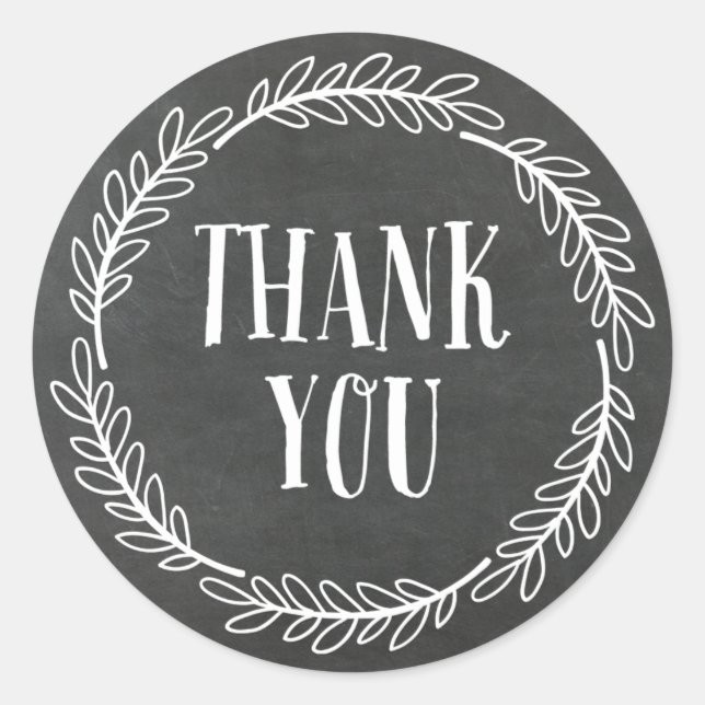 Girly Chalkboard Wreath Thank You Stickers (Front)