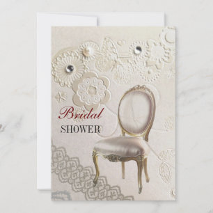 girly chandelier Rococo paris bridal shower Invitation