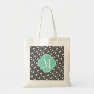 Girly Charcoal & Aqua Arrows Custom Tote Bag