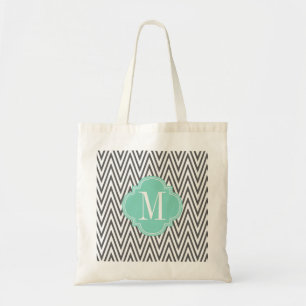 Girly Charcoal & Aqua Arrows Custom Tote Bag