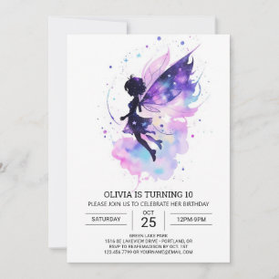 Girly Charming Fairy Birthday Invitation