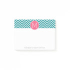 Girly Chevron Pattern with Monogram - Pink Teal