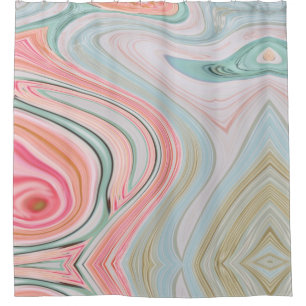 girly chic abstract mint pink swirls shower curtain