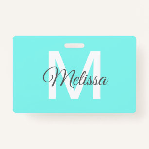 girly chic beach abstract turquoise aqua blue ID badge