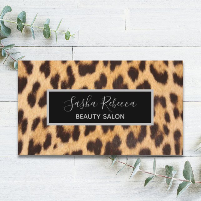girly chic beauty hair salon SPA leopard print Business Card (girly chic beauty hair salon SPA leopard print Business Card)