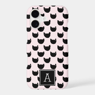 Girly chic black cat PINK Monogram Personalised