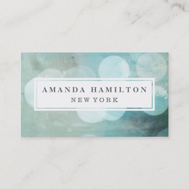 Girly Chic blue Bokeh Glitter Fashion & Beauty Business Card (Front)
