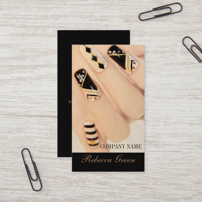 girly chic elegant manicure nails nail salon business card (Front/Back In Situ)