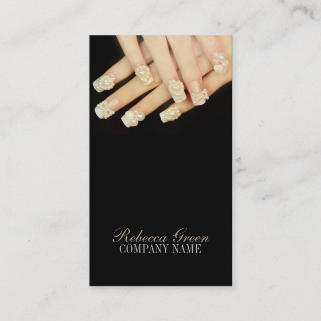 girly chic elegant manicure nails nail salon business card (Front)
