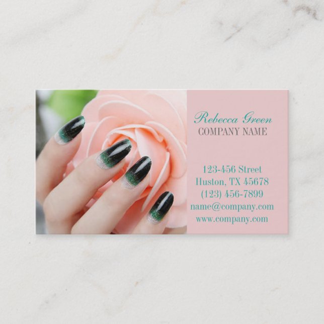 girly chic elegant manicure nails nail salon business card (Front)
