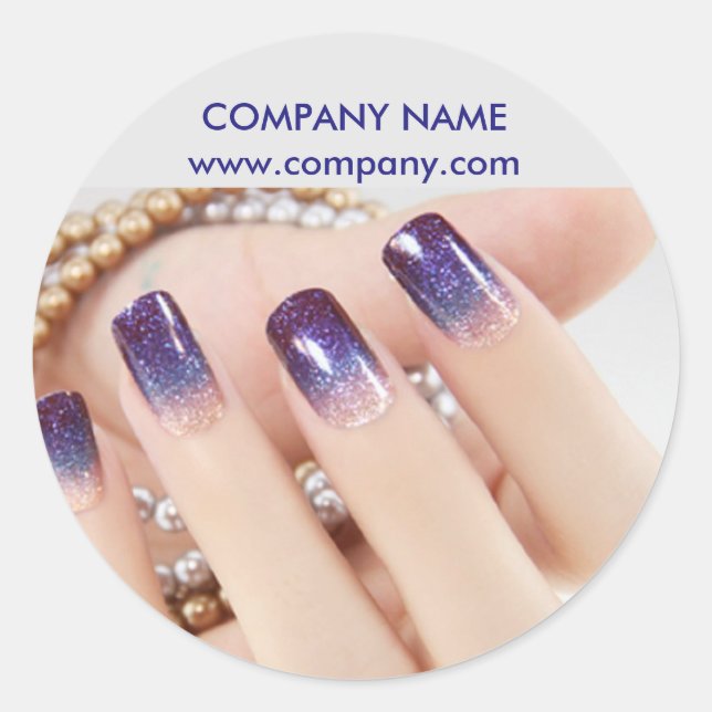 girly chic elegant manicure nails nail salon classic round sticker (Front)