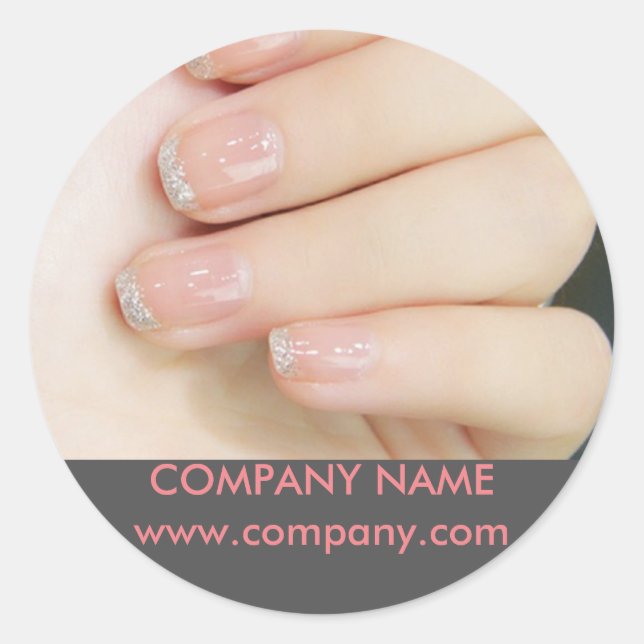 girly chic elegant manicure nails nail salon classic round sticker (Front)