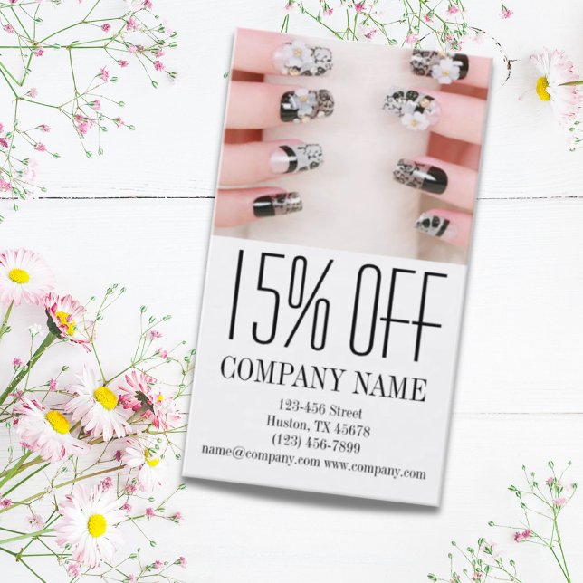girly chic elegant manicure nails nail salon discount card (Creator Uploaded)