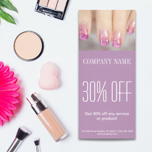 girly chic elegant manicure nails nail salon rack card