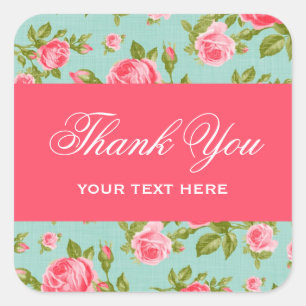 Girly Chic Elegant Vintage Floral Roses Square Sticker