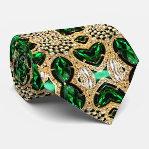 girly chic fashion art deco gold emerald green tie