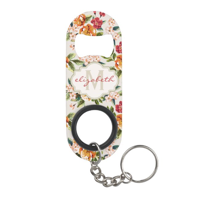 Girly Chic Floral Pattern with Monogram Name (Back)
