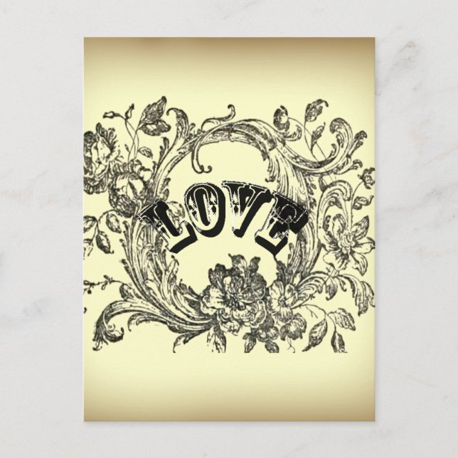 girly chic flourish swirl pastel colours victorian postcard (Front)