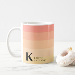 Girly Chic Gentle Peach Ombre Classic Monogram Coffee Mug