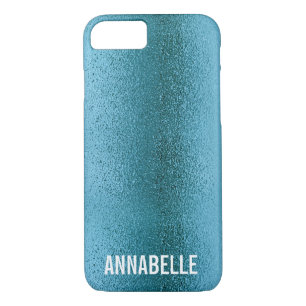 Girly chic glitter shine blue teal add your name iPhone 8/7 case