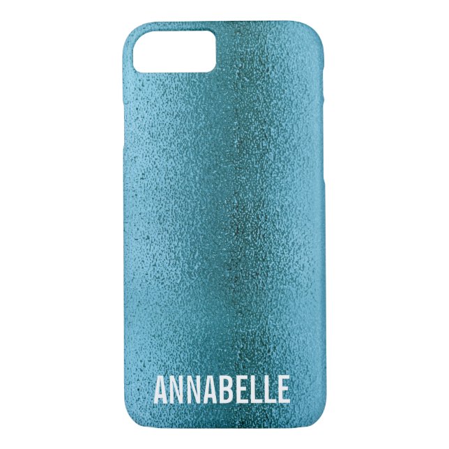 Girly chic glitter shine blue teal add your name Case-Mate iPhone case (Back)