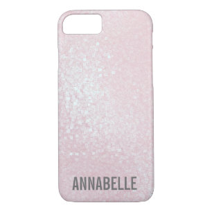 Girly chic glossy shine light pink personalised iPhone 8/7 case