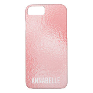 Girly chic glossy shine pink add your name iPhone 8/7 case