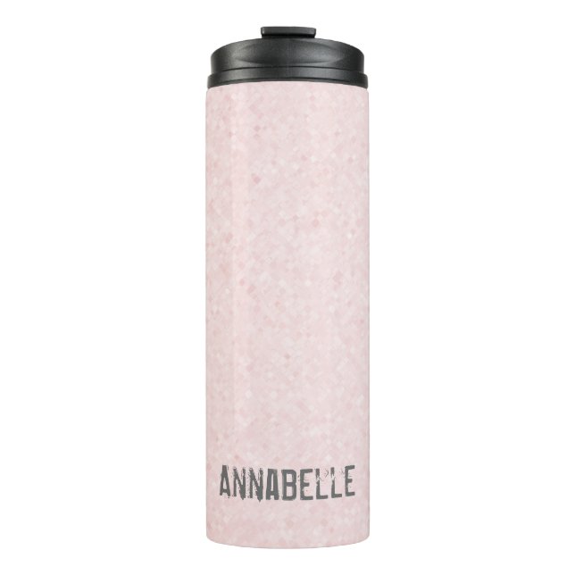 Girly chic glossy shine pink personalised thermal tumbler (Front)