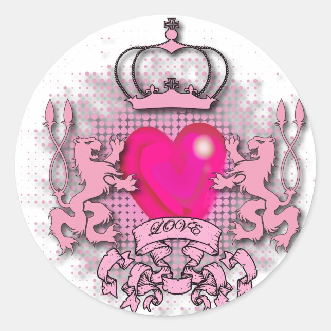 girly chic hot pink jubilee monarchy crown classic round sticker (Front)