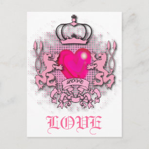girly chic hot pink jubilee monarchy crown postcard